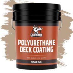 Liquid Rubber Polyurethane Deck Coating – 10X Stronger Than Traditional Deck Paint & Deck Stain – Smooth Finish – Neutral Beige – 4 Gallon