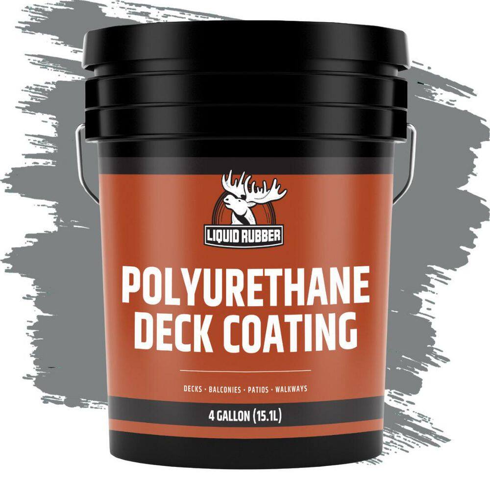 Liquid Rubber Polyurethane Deck Coating – 10X Stronger Than Traditional Deck Paint & Deck Stain – Textured Finish – Stone Grey – 4 Gallon