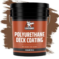 Liquid Rubber Polyurethane Deck Coating – 10X Stronger Than Traditional Deck Paint & Deck Stain – Textured Finish – Saddle Brown – 4 Gallon