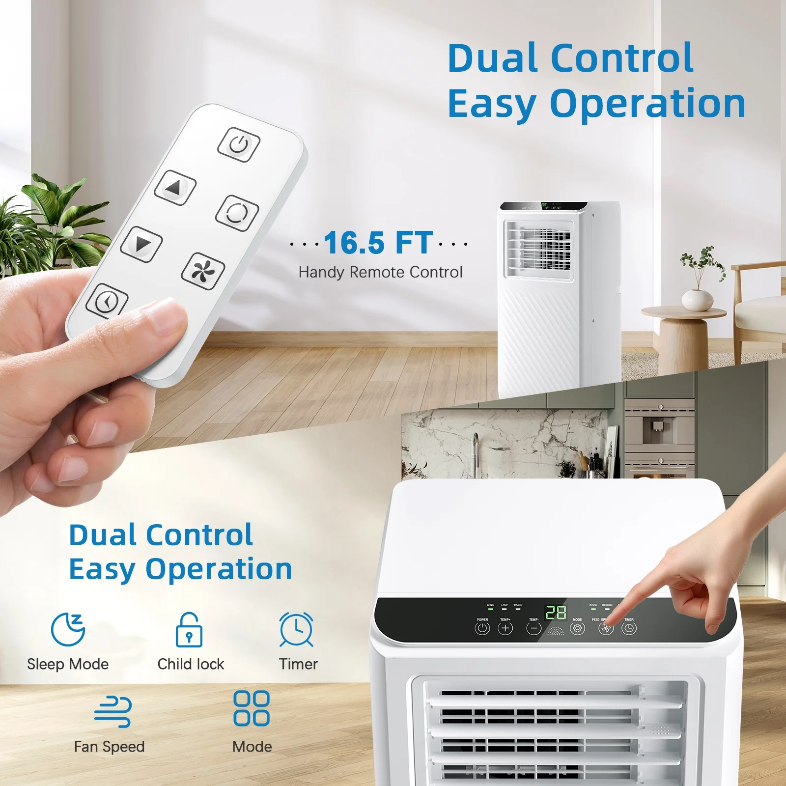 Fenbeli 8000 BTU ASHRAE Portable Air Conditioner with Remote Control, White