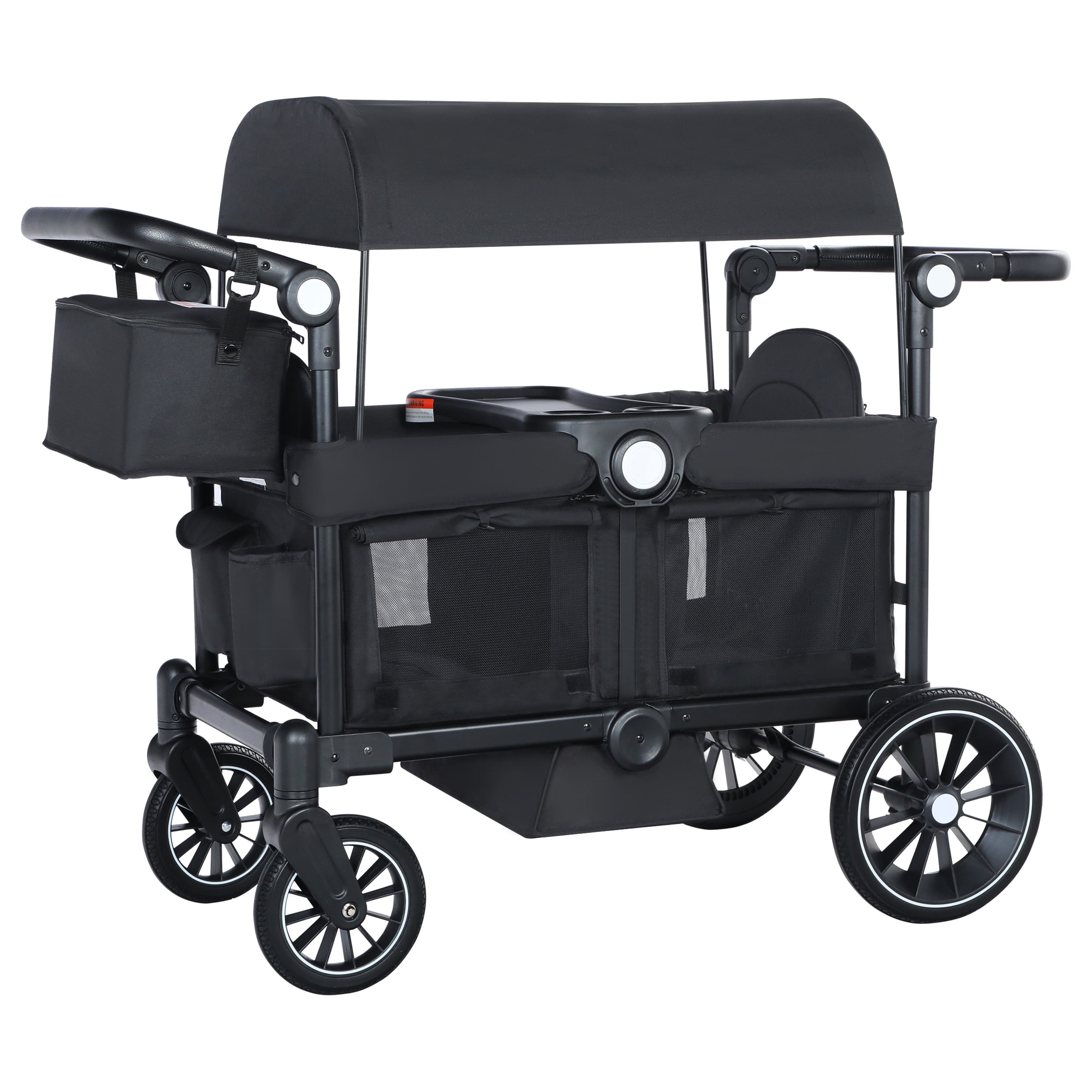 AILEEKISS Collapsible Wagon Stroller for 2 Toddlers with Adjustable Canopy, 44 Pounds, Black