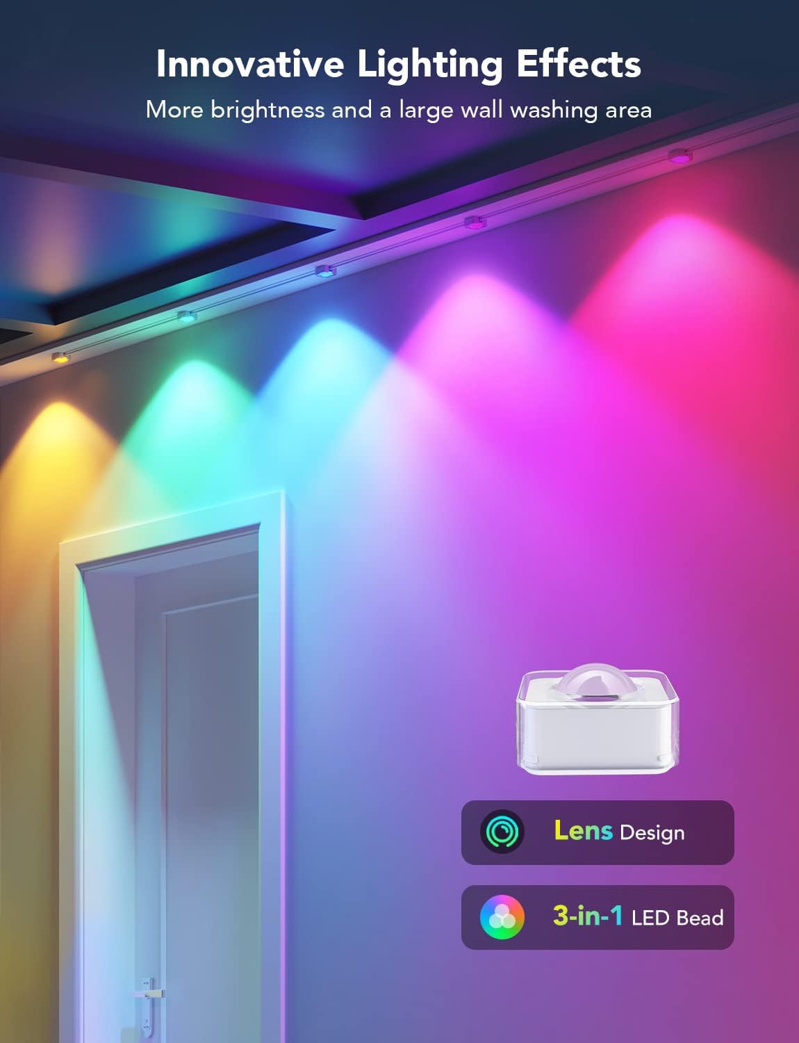 Govee Permanent Outdoor Lights, Smart RGBIC Outdoor Lights with 75 Scene Modes, 150ft with 108 LED Lights, IP67 Waterproof, White