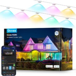 Govee Permanent Outdoor Lights, Smart RGBIC Outdoor Lights with 75 Scene Modes, 150ft with 108 LED Lights, IP67 Waterproof, White