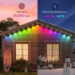 Govee Permanent Outdoor Lights, Smart RGBIC Outdoor Lights with 75 Scene Modes, 150ft with 108 LED Lights, IP67 Waterproof, White