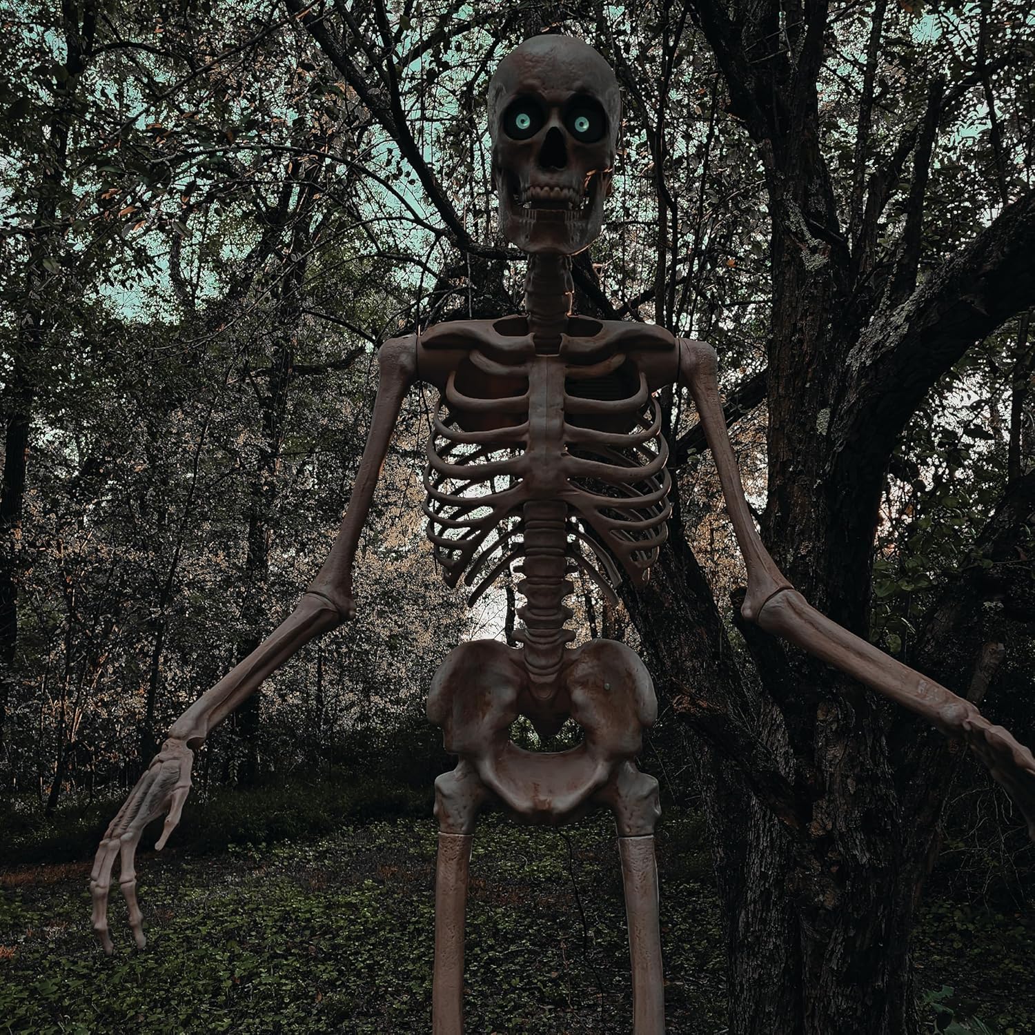 Haunted Hill Farm Motion-Activated 8-Ft. Tall Towering Skeleton, Plug-in Talking Scare Prop Animatronic