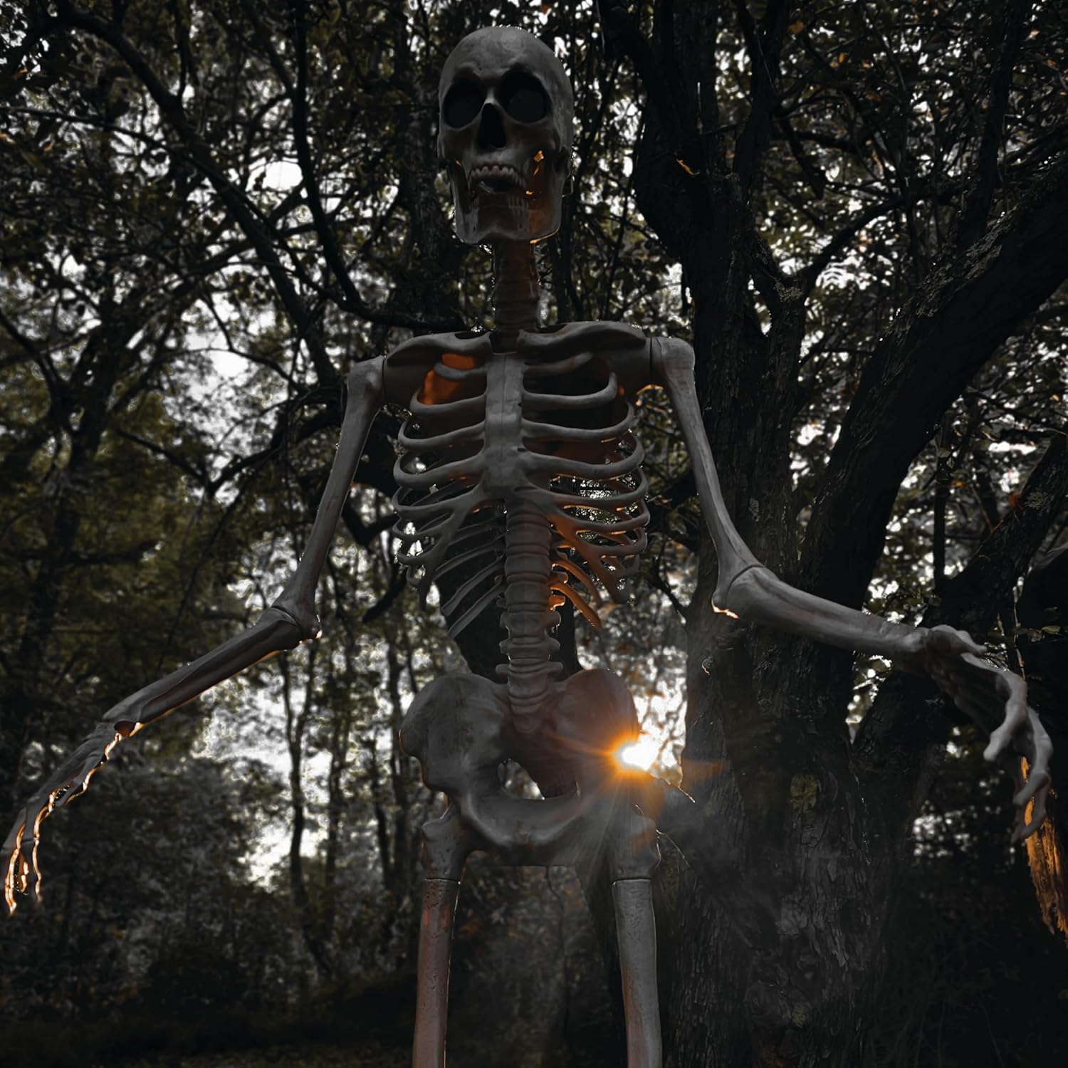 Haunted Hill Farm Motion-Activated 8-Ft. Tall Towering Skeleton, Plug-in Talking Scare Prop Animatronic
