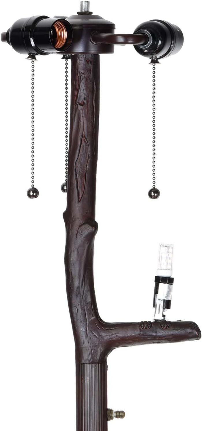 Bieye L10882 Ravens Sitting on Bare Tree Branch Against Full Moon Tiffany Style Stained Glass Floor Lamp, 4-Light, 65 inches Tall (Dark Blue)