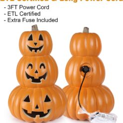 Halloween Pumpkin Lanterns, Jack o Lanterns Light Up Pumpkin Decorations, Lighted Pumpkin Set with LED Bulbs