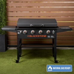 Blackstone Original 4-Burner 36" Natural Gas Omnivore Outdoor Griddle with Hood and Folding Side Shelves