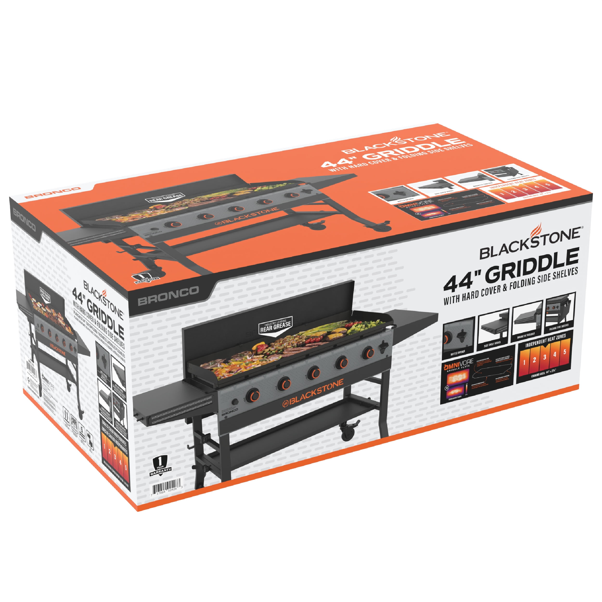 Blackstone Bronco 5-Burner 44" Omnivore Propane Griddle with Hard Cover