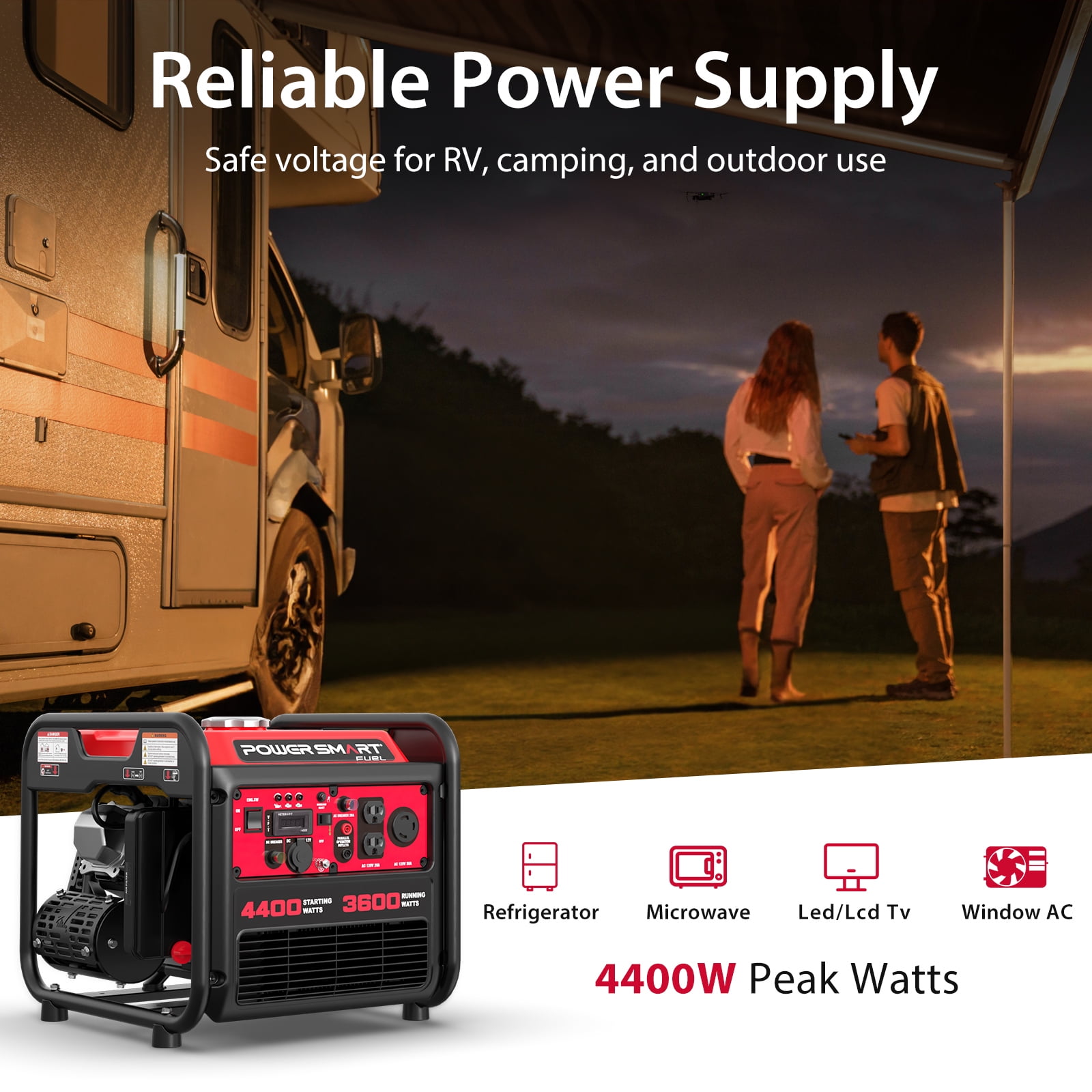 PowerSmart 4400-Watt Gas Powered Inverter Generator for Outdoor and Home Use, EPA Compliant