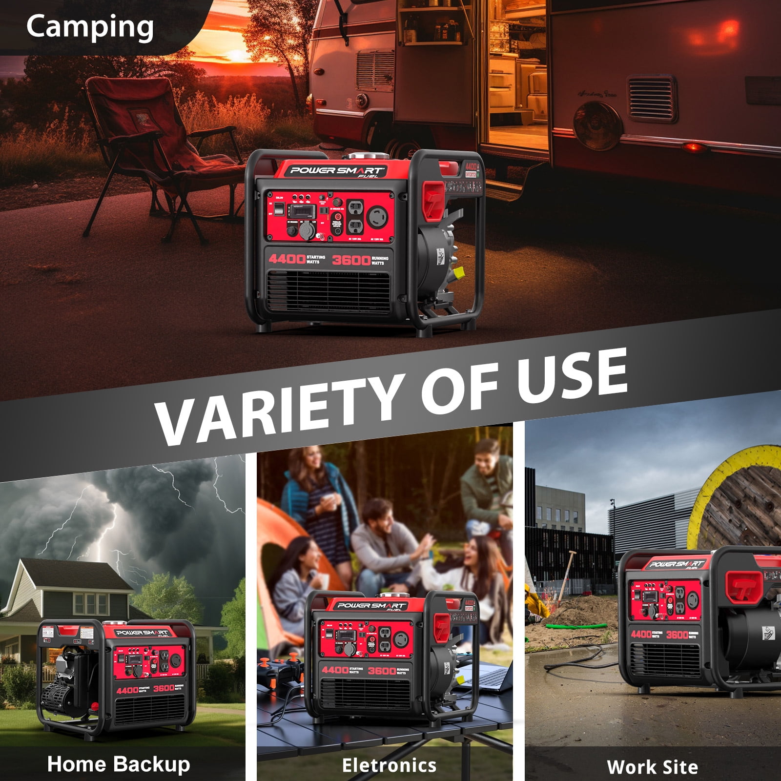 PowerSmart 4400-Watt Gas Powered Inverter Generator for Outdoor and Home Use, EPA Compliant