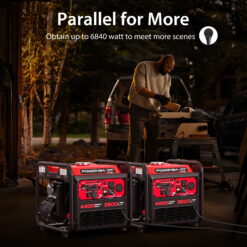 PowerSmart 4400W Inverter Generator Gas Fuel Powered , CO Detect, Home Backup/Outdoor Use 62lbs EPA