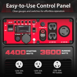 PowerSmart 4400W Inverter Generator Gas Fuel Powered , CO Detect, Home Backup/Outdoor Use 62lbs EPA