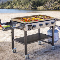 Pit Boss Deluxe 4-Burner Griddle w/ 2 Folding Side Shelves and Cover - PB757GD