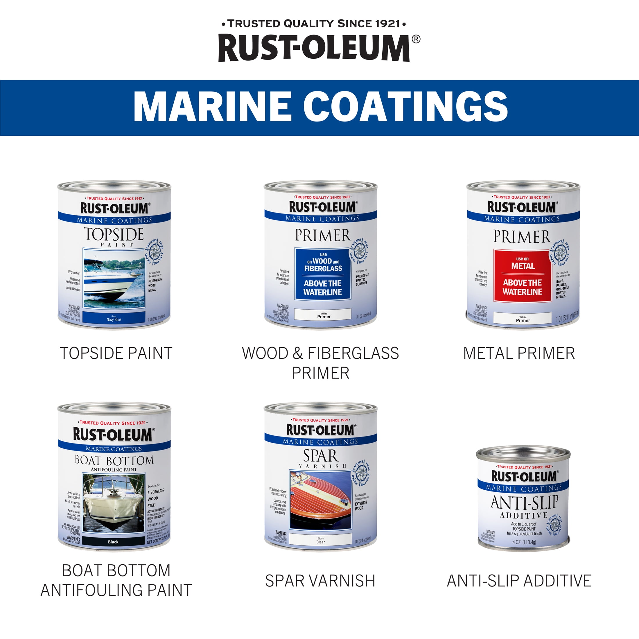 Flat Black, Rust-Oleum Marine Coatings Boat Bottom Antifouling Paint, Quart, 4 Pack