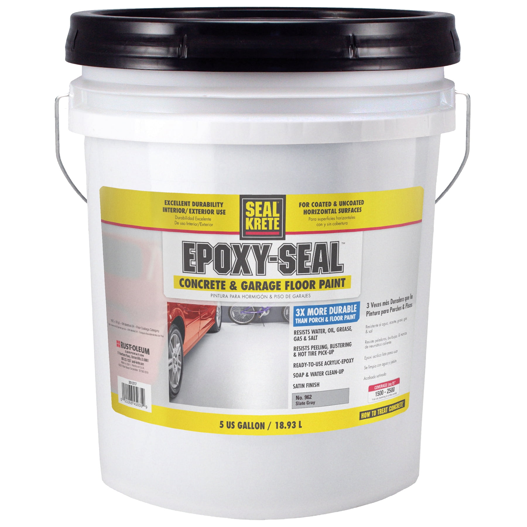 Satin Slate Gray, Seal-Krete Epoxy-Seal Concrete and Garage Floor Paint-351217, 5 gal