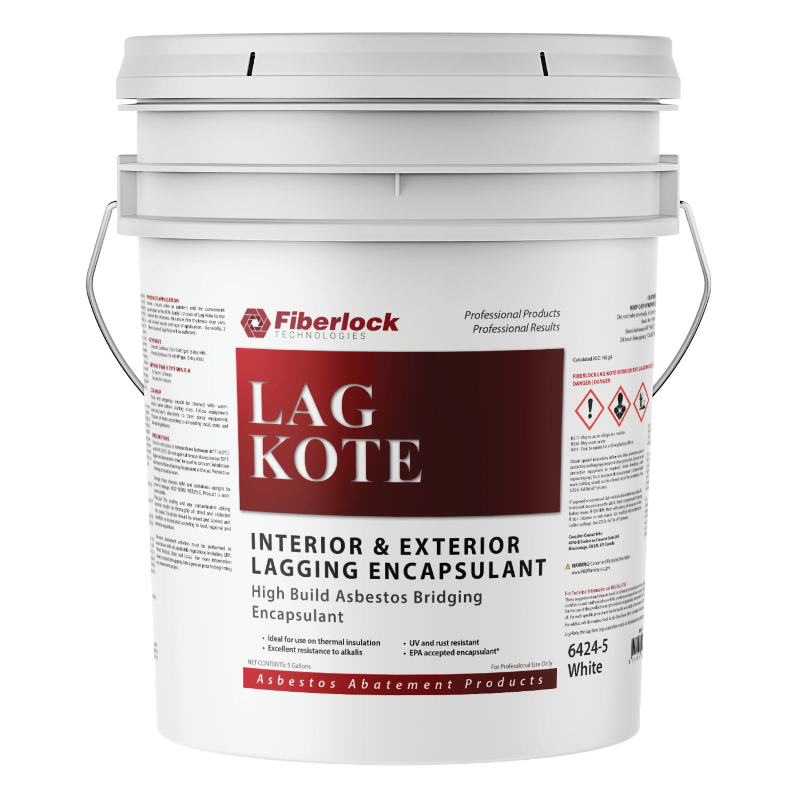 Fiberlock Lag-Kote Interior & Exterior Lagging Encapsulant, White, 5 Gallon