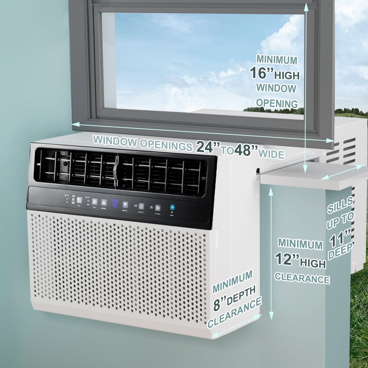Moifoi 10,000 BTU (6,300 BTU DOE) 450 Sq Ft Window-Mount Air Conditioner, White