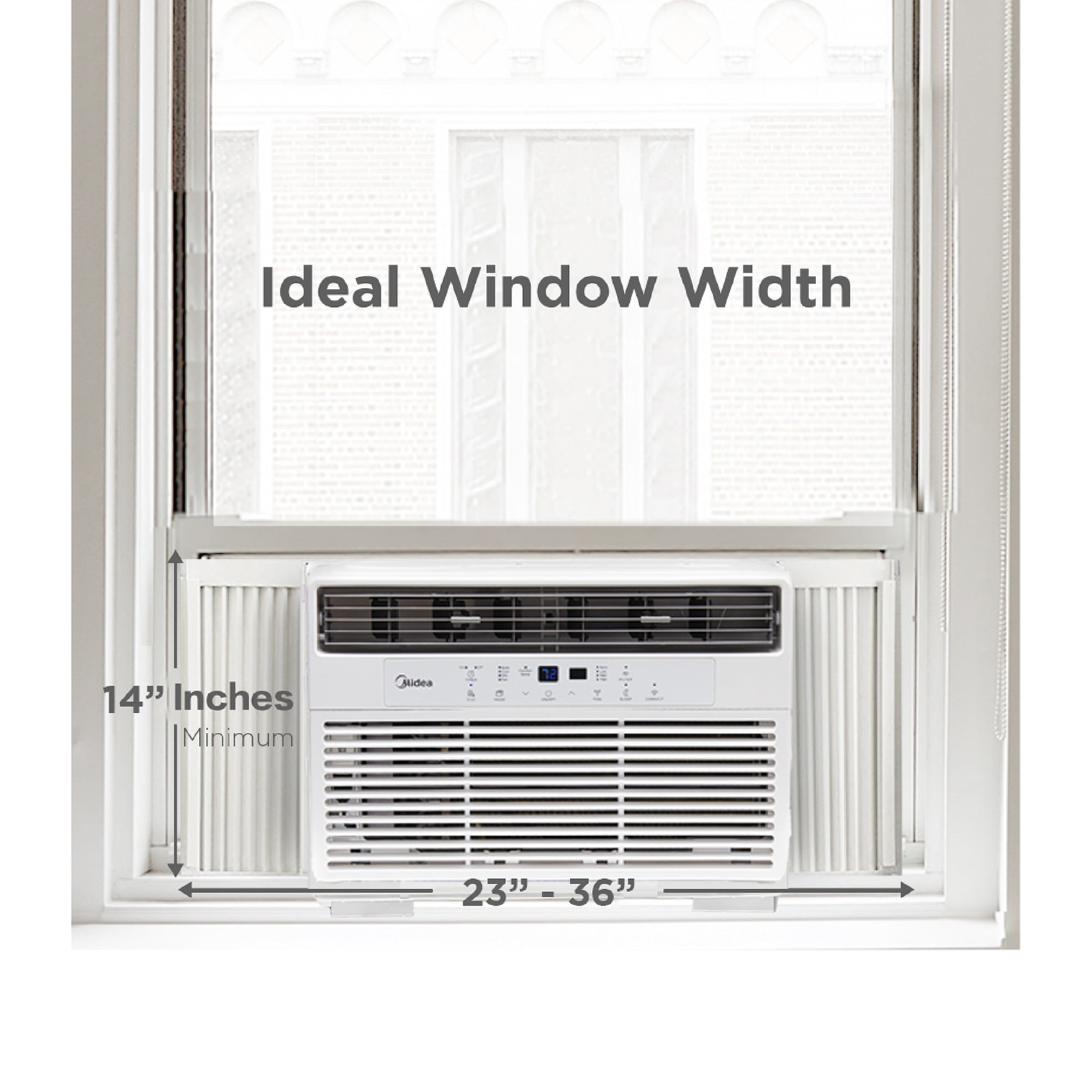 Midea 12,000 BTU Smart Window Air Conditioner, spaces up to 550 sq. ft., Comfort Sense Remote