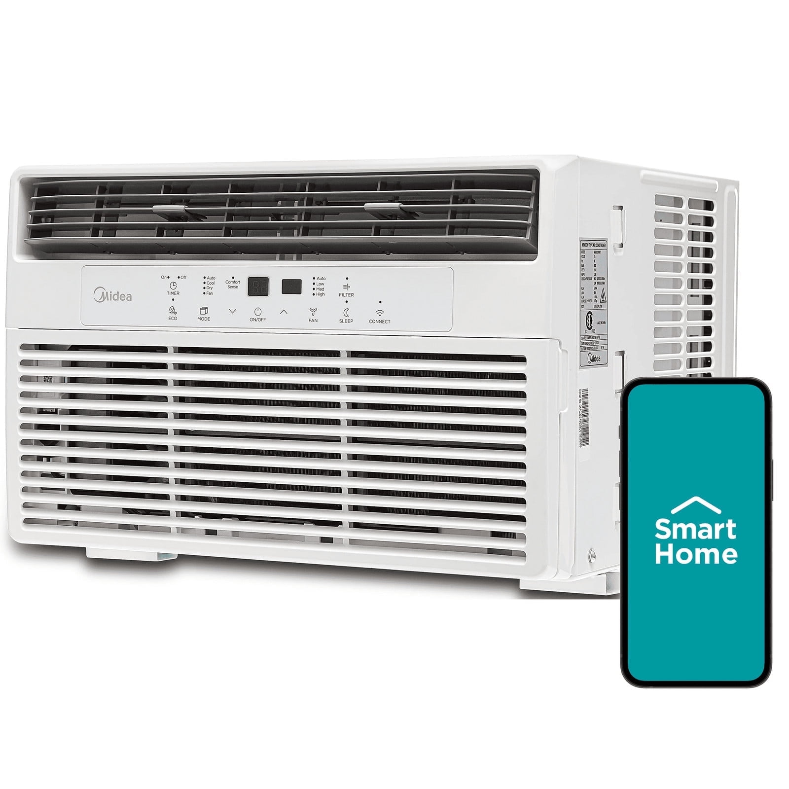 Midea 12,000 BTU Smart Window Air Conditioner, spaces up to 550 sq. ft., Comfort Sense Remote