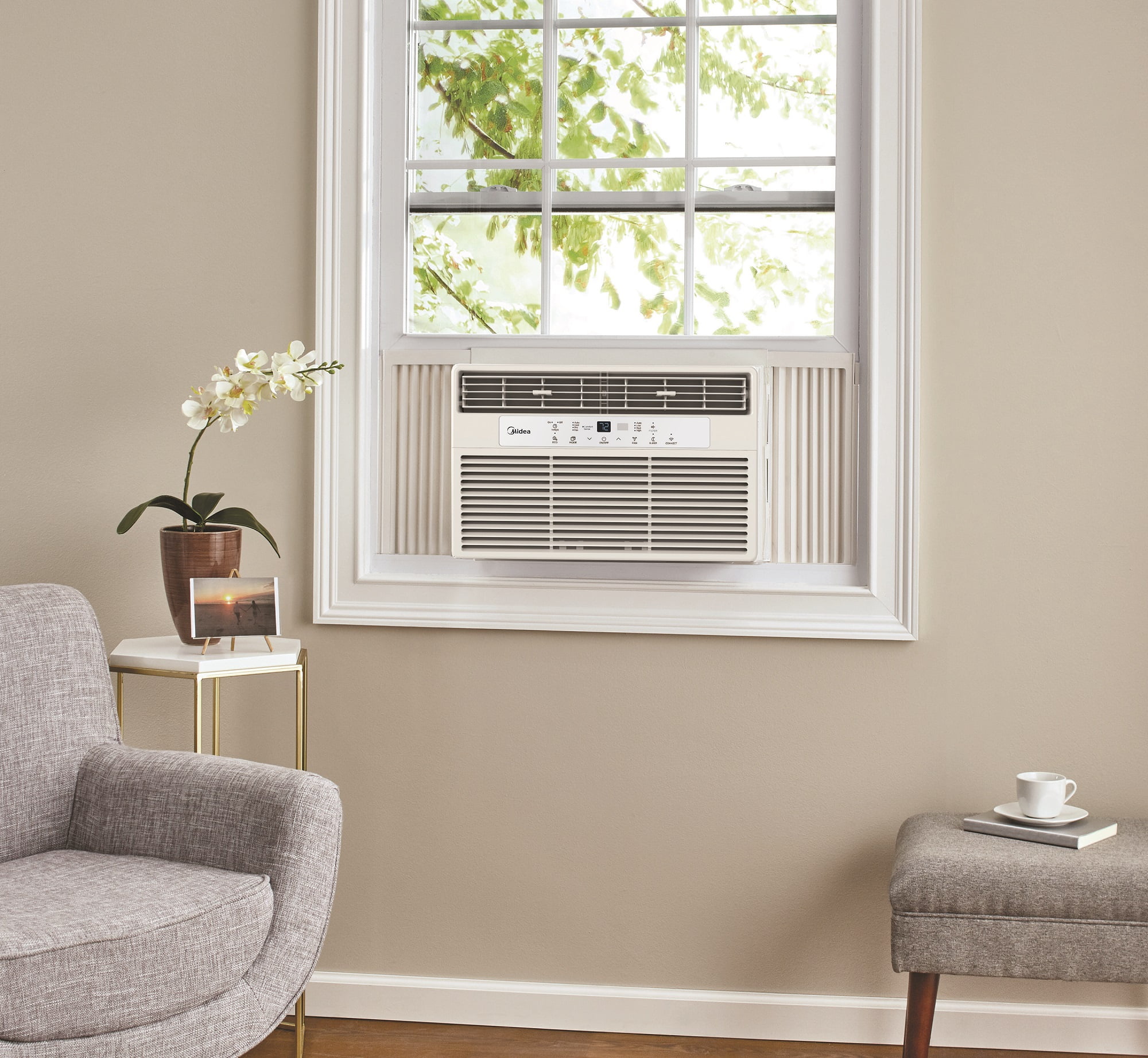 Midea 12,000 BTU Smart Window Air Conditioner, spaces up to 550 sq. ft., Comfort Sense Remote