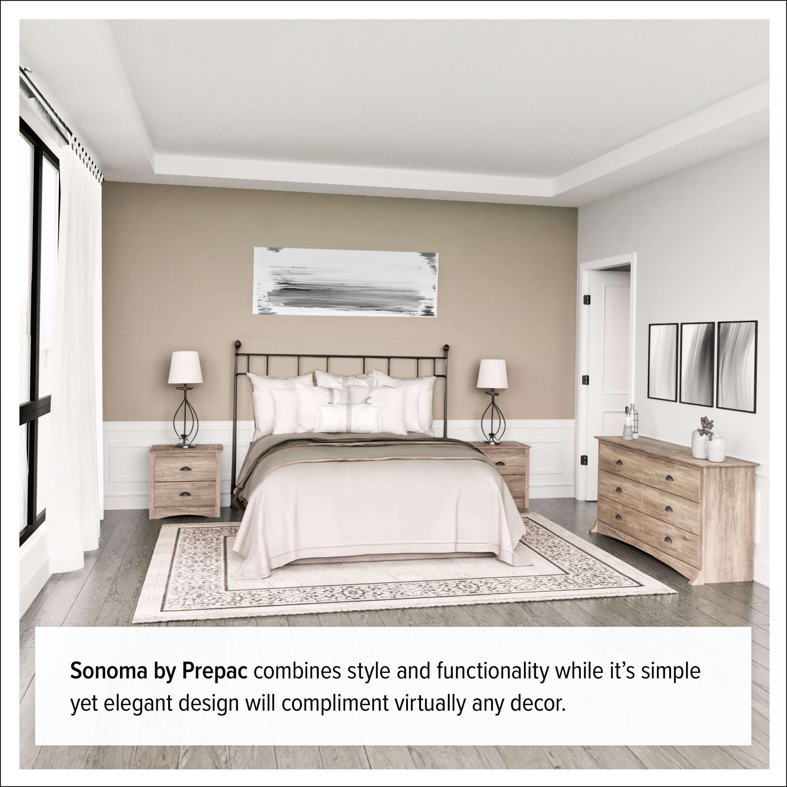 Prepac Salt Spring 8-Drawer Dresser, Drifted Gray