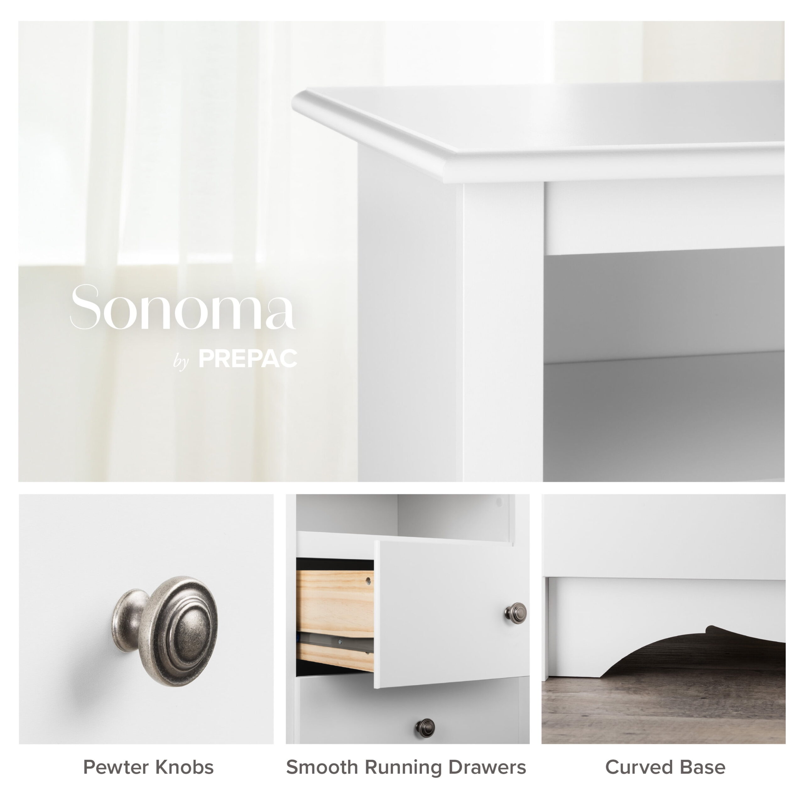 Prepac Monterey 6 Drawer Dresser, White