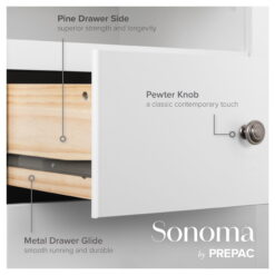 Prepac Monterey 6 Drawer Dresser, White