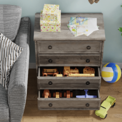 LGHM 3 Piece Bedroom Dresser Set, 4 Drawer Dresser, 2 Drawers Nightstand set of 2, Gray