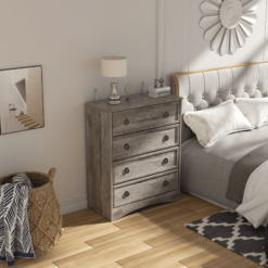 LGHM 3 Piece Bedroom Dresser Set, 4 Drawer Dresser, 2 Drawers Nightstand set of 2, Gray