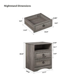 LGHM 3 Piece Bedroom Dresser Set, 4 Drawer Dresser, 2 Drawers Nightstand set of 2, Gray