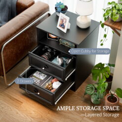 LGHM 3 Piece Bedroom Dresser Set, 4 Drawer Dresser, 2 Drawers Nightstand set of 2, Black
