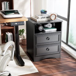 LGHM 3 Piece Bedroom Dresser Set, 4 Drawer Dresser, 2 Drawers Nightstand set of 2, Black
