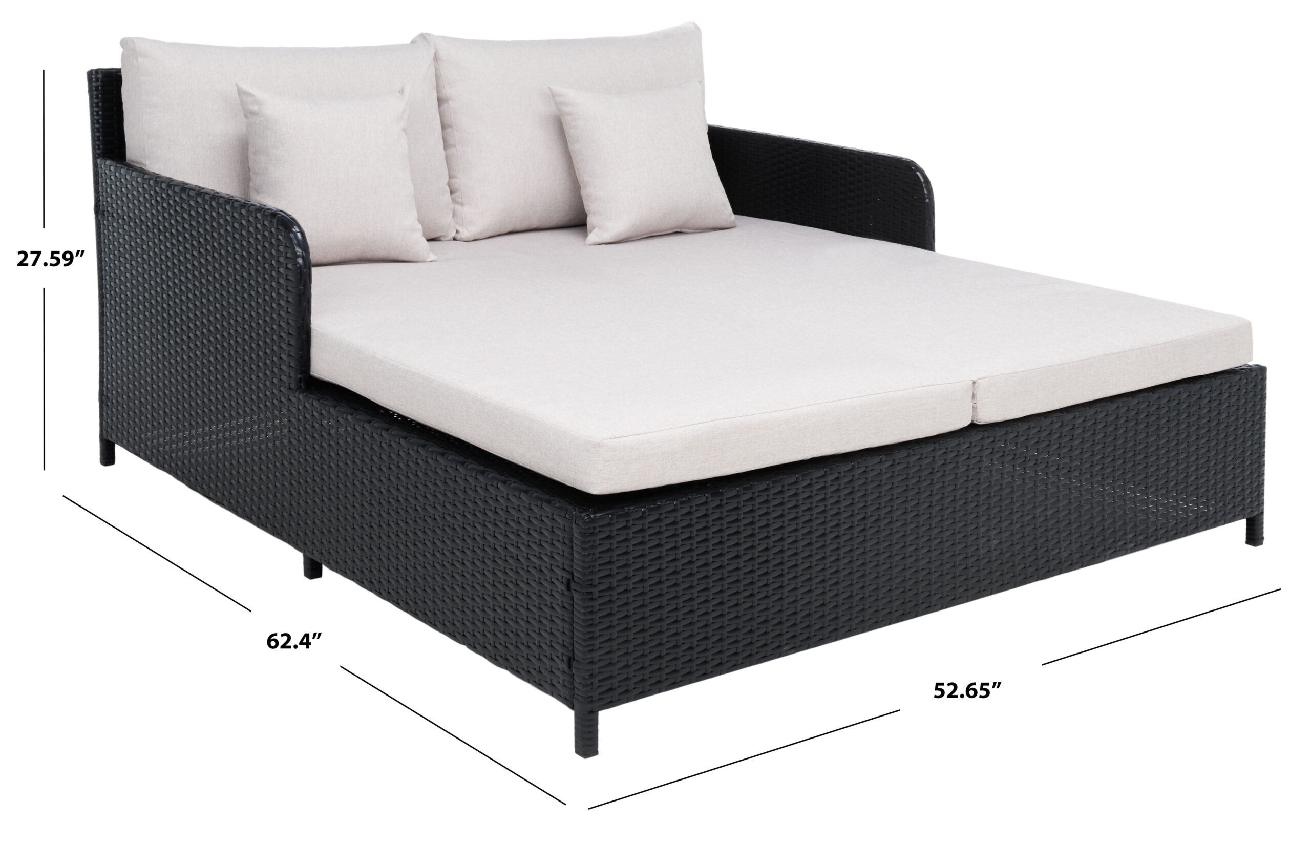 SAFAVIEH Cadeo Outdoor Patio Daybed, Black/Light Grey