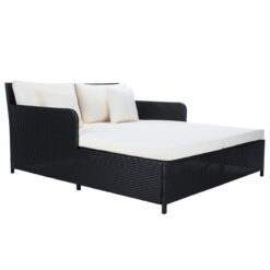 SAFAVIEH Cadeo Outdoor Patio Daybed, Black/Beige