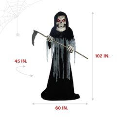 Haunted Hill Farm 8.5-ft Freestanding Motion Activated Talking Lighted Reaper Animatronic