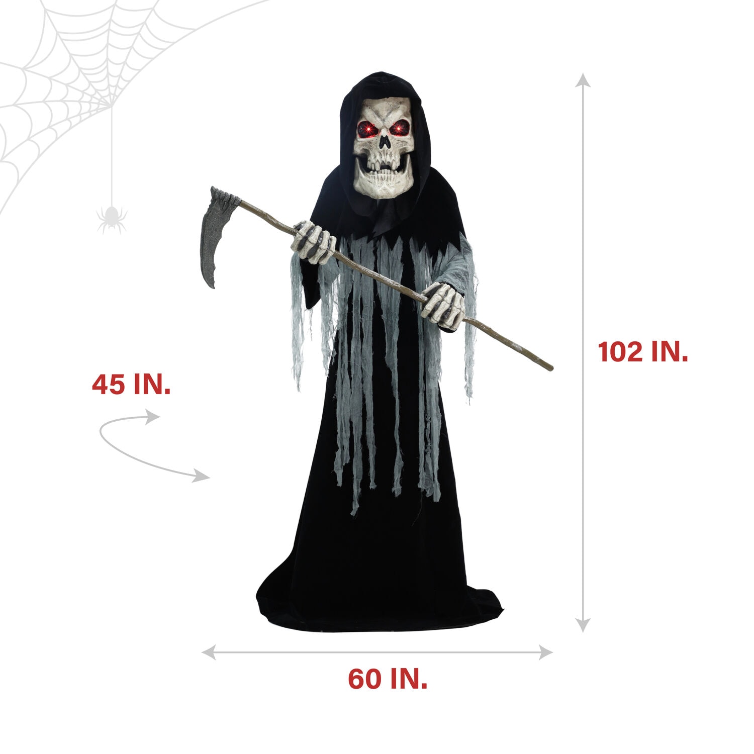 Haunted Hill Farm 8.5-ft Freestanding Motion Activated Talking Lighted Reaper Animatronic