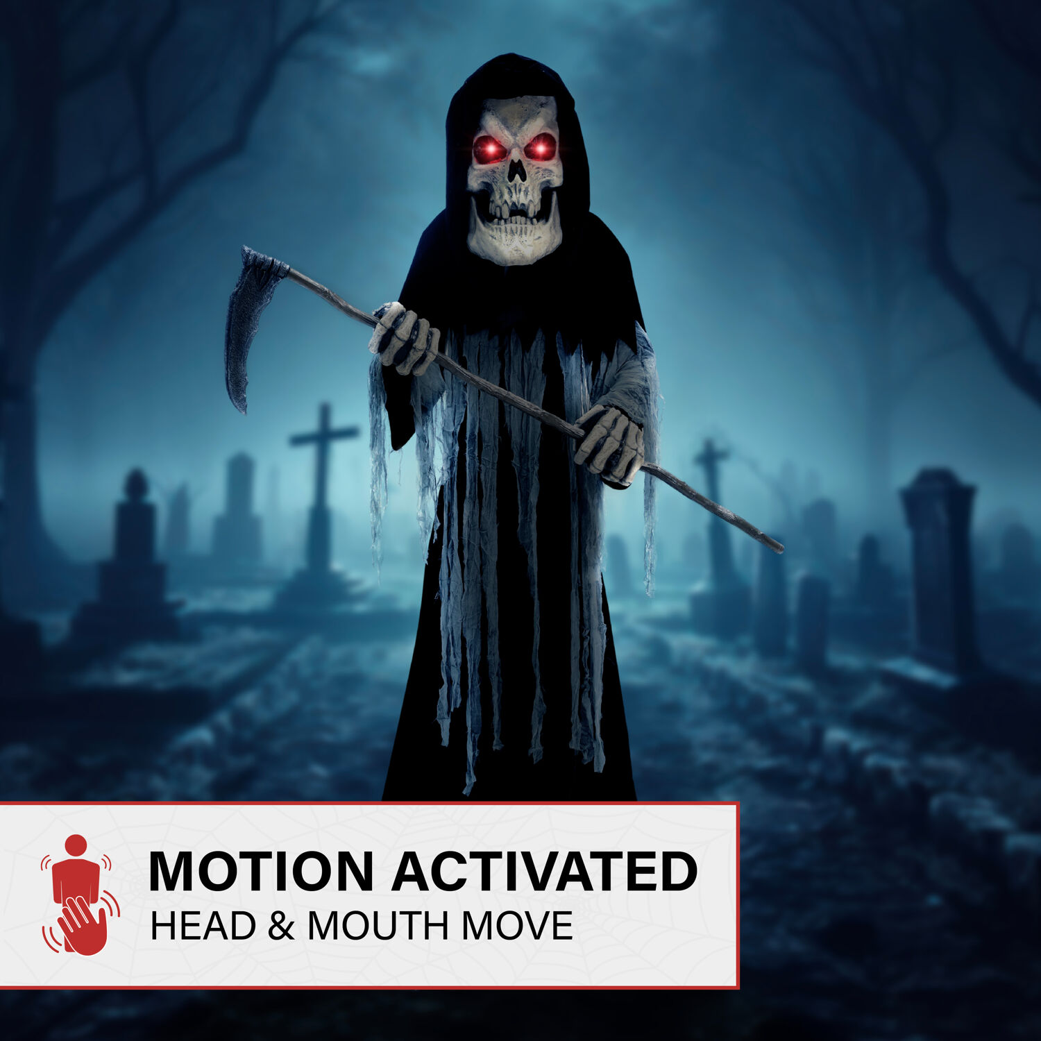 Haunted Hill Farm 8.5-ft Freestanding Motion Activated Talking Lighted Reaper Animatronic