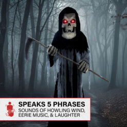 Haunted Hill Farm 8.5-ft Freestanding Motion Activated Talking Lighted Reaper Animatronic