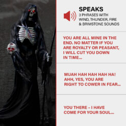Haunted Hill Farm 7-ft Freestanding Motion Activated Talking Lighted Khronos Reaper Animatronic