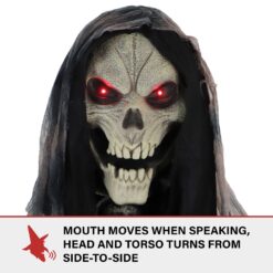 Haunted Hill Farm 7-ft Freestanding Motion Activated Talking Lighted Khronos Reaper Animatronic