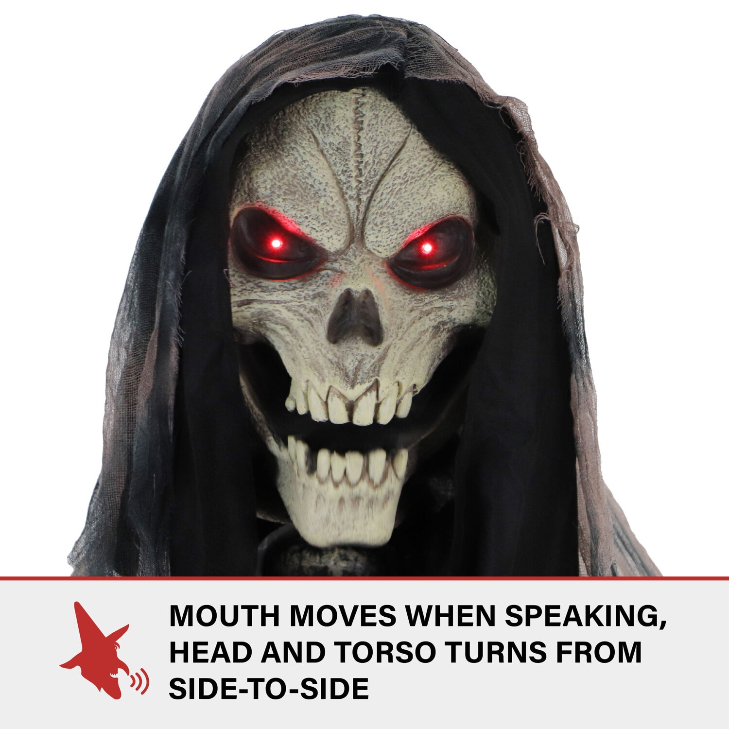 Haunted Hill Farm 7-ft Freestanding Motion Activated Talking Lighted Khronos Reaper Animatronic