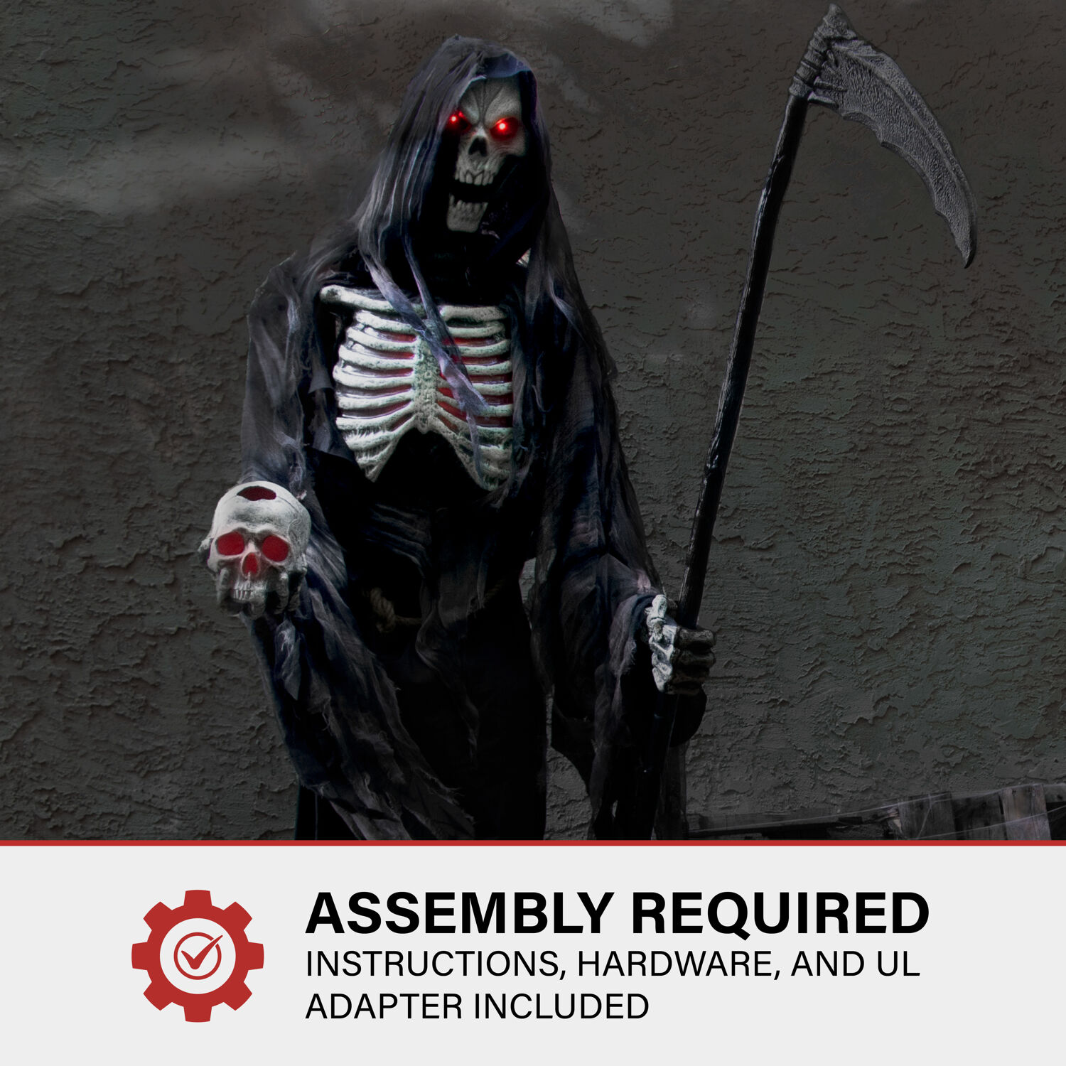 Haunted Hill Farm 7-ft Freestanding Motion Activated Talking Lighted Khronos Reaper Animatronic