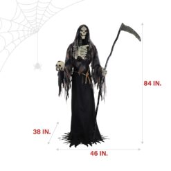 Haunted Hill Farm 7-ft Freestanding Motion Activated Talking Lighted Khronos Reaper Animatronic