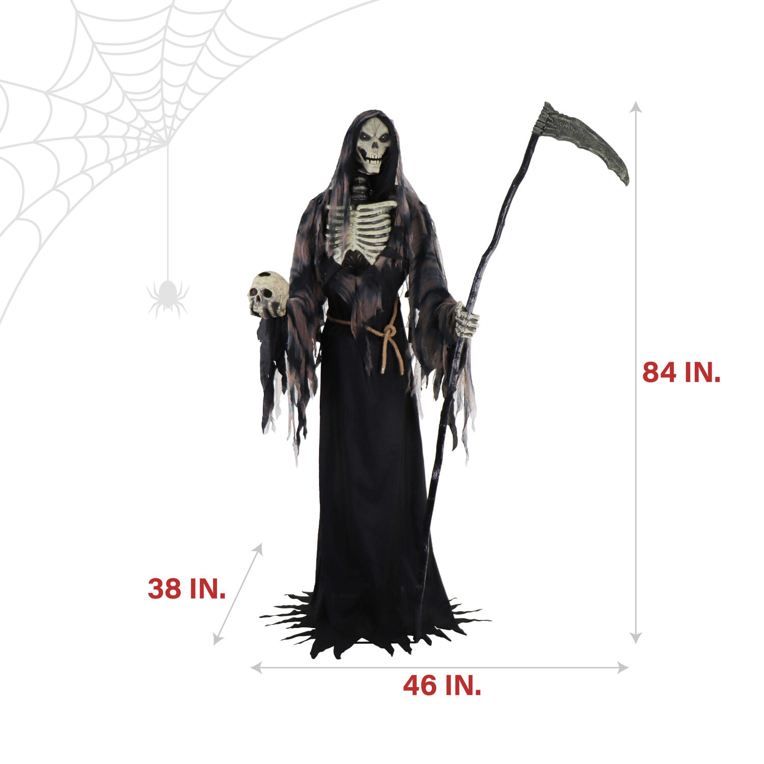 Haunted Hill Farm 7-ft Freestanding Motion Activated Talking Lighted Khronos Reaper Animatronic