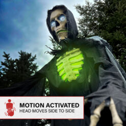 Haunted Hill Farm 10-ft Freestanding Motion Activated Talking Lighted Reaper Animatronic