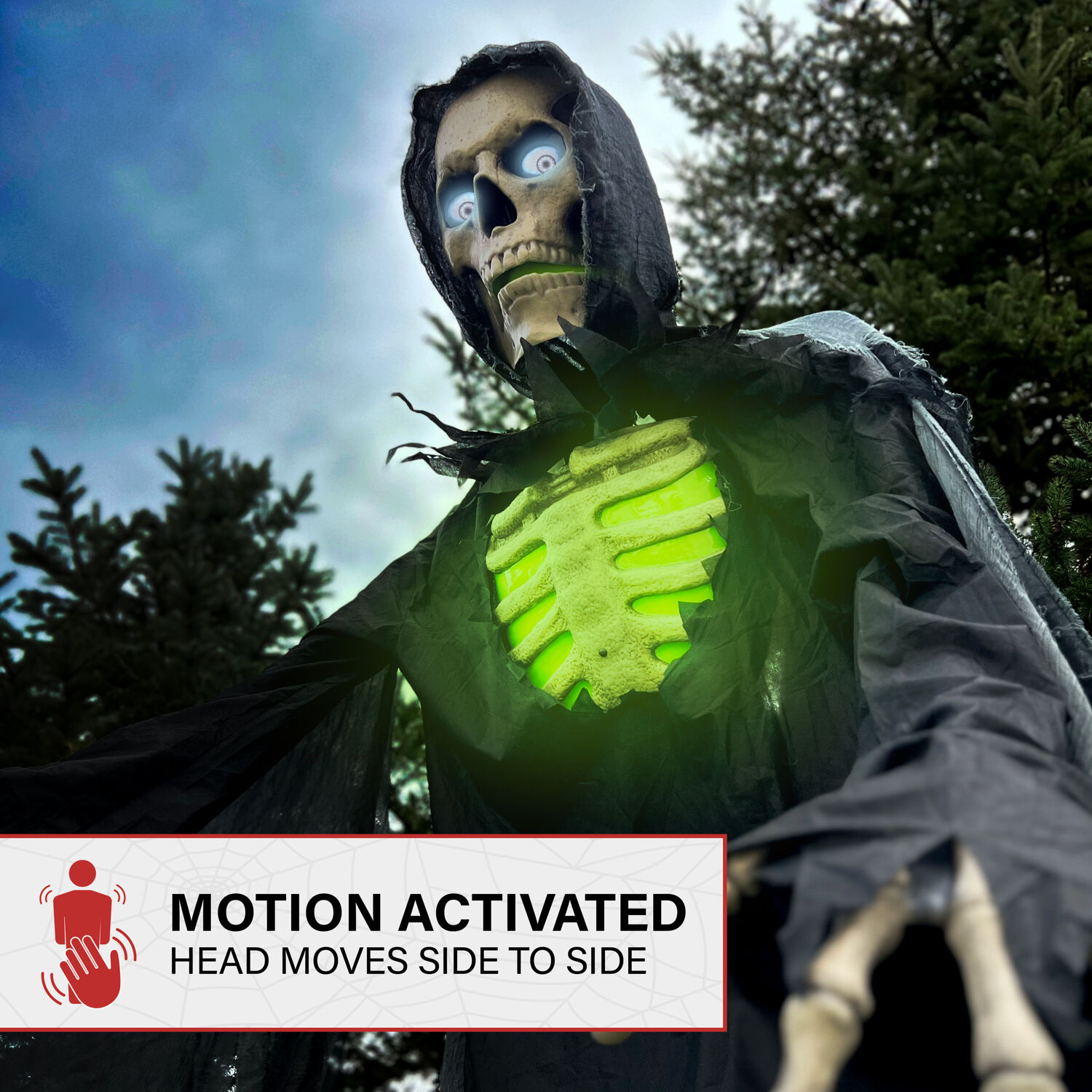 Haunted Hill Farm 10-ft Freestanding Motion Activated Talking Lighted Reaper Animatronic