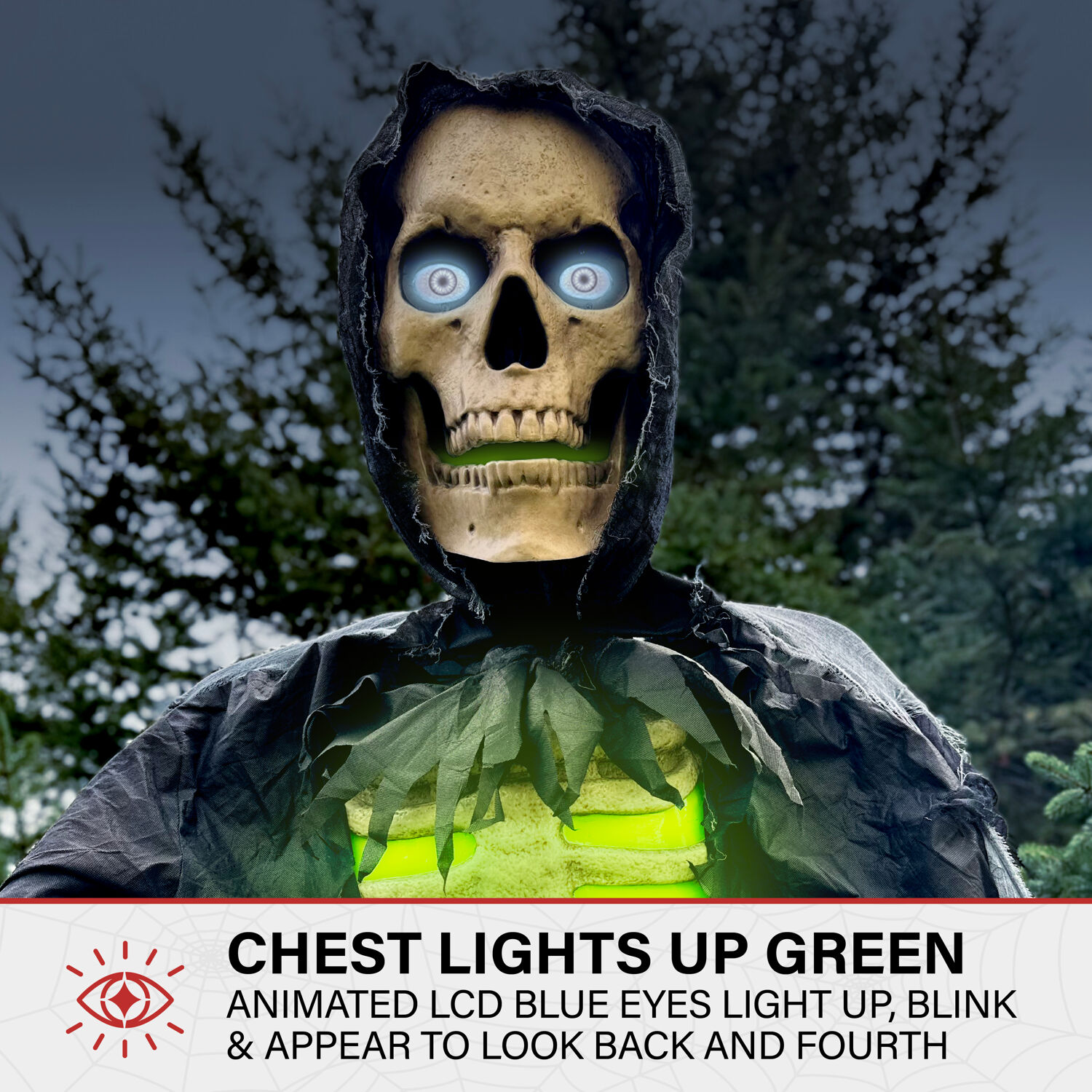 Haunted Hill Farm 10-ft Freestanding Motion Activated Talking Lighted Reaper Animatronic