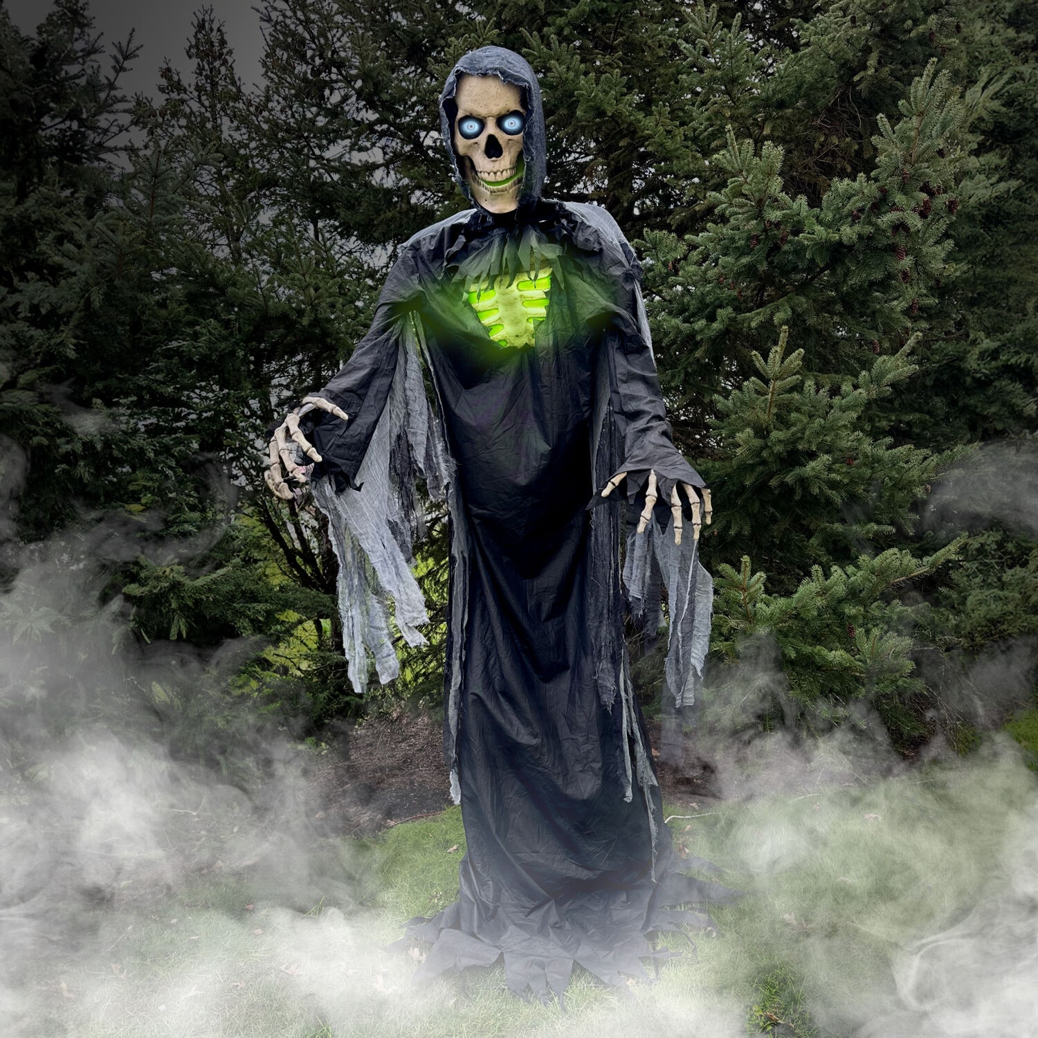 Haunted Hill Farm 10-ft Freestanding Motion Activated Talking Lighted Reaper Animatronic